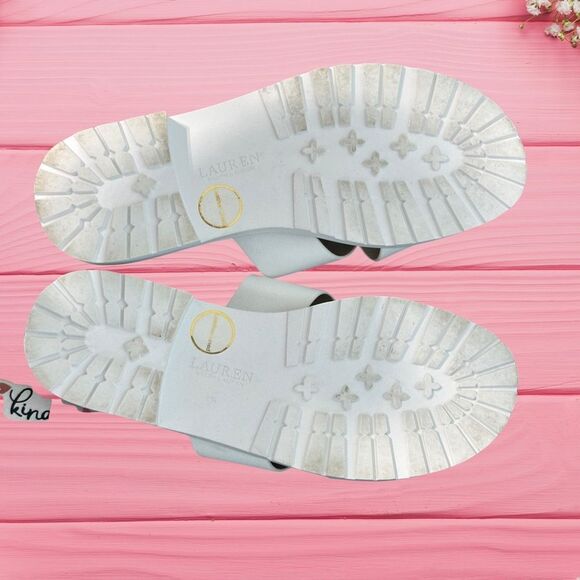 LAUREN Ralph Lauren Kelsie Slide Sandals Women Size 9 White Slip on - Picture 7 of 9